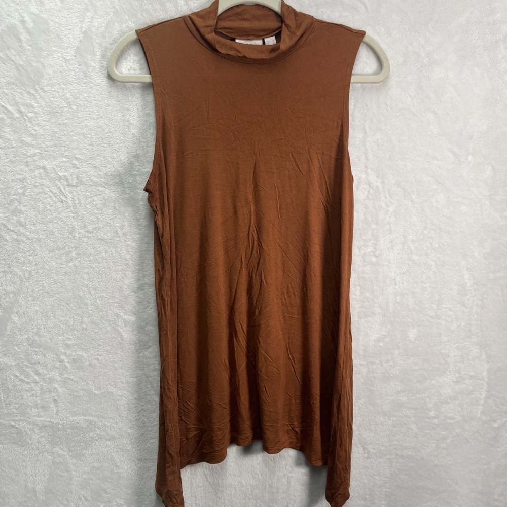 LOGO Layers By Lori Goldstein Sleeveless Tunic Top Womens Medium Brown Mock Neck
